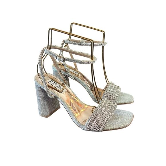 Badgley Mischka Becca Jeweled Dressy Block Heel Sandals NEW Size 6.5 - Picture 1 of 12